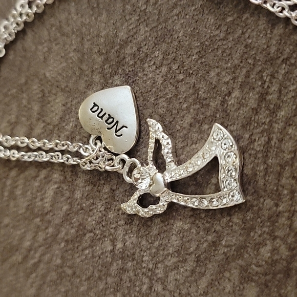 3/$20 Silvertone Memorial Angel Nana Heart Charm Pendant Chain Necklace - Picture 3 of 7